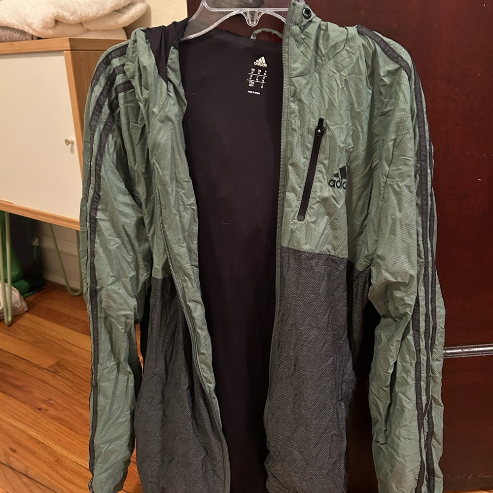 Adidas Green and Black Windbreaker Jacket